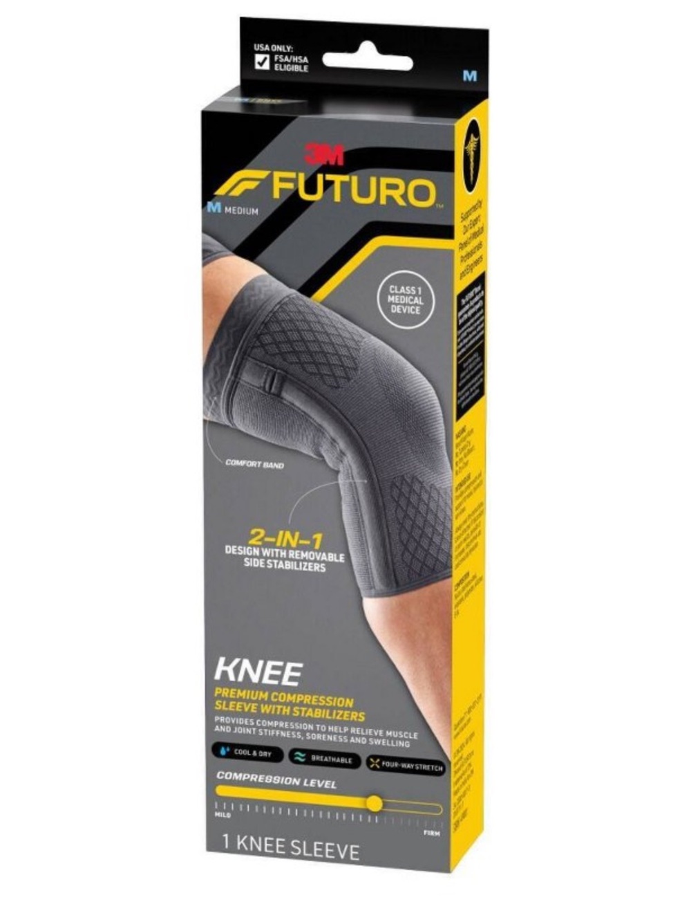 FUTURO Premium Compression Knee Sleeve with Stabilizers - M (NWT)